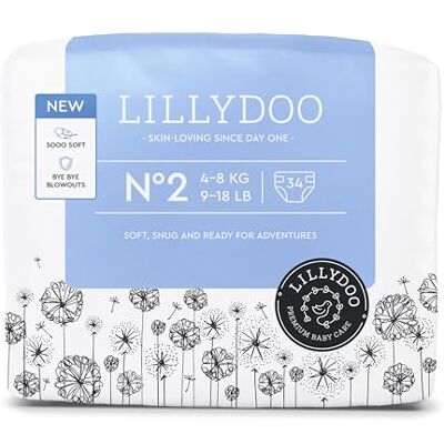 LILLYDOO Couches Bébé Hypoallergéniques, Taille 2 (4-8 kg), 34 pièces, Ultra Douces et Absorbantes, sans Parfum et Lotion pour les peaux sensibles, Testées dermatologiquement LILLYDOO Couches Bébé Hypoallergéniques, Taille 2 (4-8 kg), 34 pièces, Ultra Douces et Absorbantes, sans Parfum et Lotion pour les peaux sensibles, Testées dermatologiquement