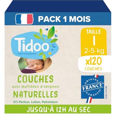 TIDOO Couches Taille 1 2-5 kg Couches Bébé écologiques et Durables Soins Jetables à la Composition Naturelle Respectueuse de l'Environnement et des Peaux Sensibles Lot de 5x24 articles TIDOO Couches Taille 1 2-5 kg Couches Bébé écologiques et Durables Soins Jetables à la Composition Naturelle Respectueuse de l'Environnement et des Peaux Sensibles Lot de 5x24 articles