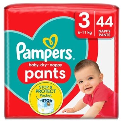 Pampers 81666637 Baby-Dry Pants T3 Pack de 44 Couches-Culottes Faciles à Enfiler Pampers 81666637 Baby-Dry Pants T3 Pack de 44 Couches-Culottes Faciles à Enfiler