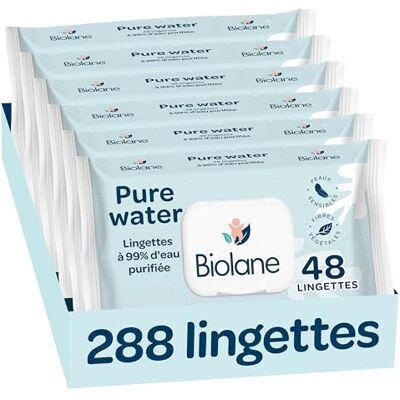 Biolane Lingettes nettoyantes Pure Water Bébé Lot de 6x48 (288 Lingettes) A l'eau Purifiée Nettoie et protège Corps et siège Peaux Sensibles Dès la naissance Fabriqué en France Biolane Lingettes nettoyantes Pure Water Bébé Lot de 6x48 (288 Lingettes) A l'eau Purifiée Nettoie et protège Corps et siège Peaux Sensibles Dès la naissance Fabriqué en France