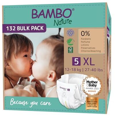 Bambo Nature Couches pour bébé Taille 5-12 à 18 kg (PACK 6 X 22UN) Bambo Nature Couches pour bébé Taille 5-12 à 18 kg (PACK 6 X 22UN)