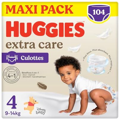 Huggies Taille Maxi 4 Couches pour Bébé - Barrières Élevées, Coussins Doux Huggies Taille Maxi 4 Couches pour Bébé - Barrières Élevées, Coussins Doux