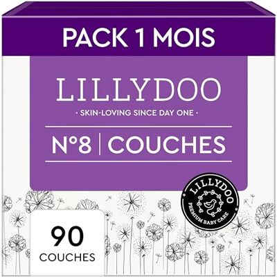 LILLYDOO Couches Bébé Hypoallergéniques, Taille 8 (17+ kg), Box mensuelle (90 pièces), Ultra Douces et Absorbantes, sans Parfum et Lotion pour les peaux sensibles, Testées dermatologiquement LILLYDOO Couches Bébé Hypoallergéniques, Taille 8 (17+ kg), Box mensuelle (90 pièces), Ultra Douces et Absorbantes, sans Parfum et Lotion pour les peaux sensibles, Testées dermatologiquement