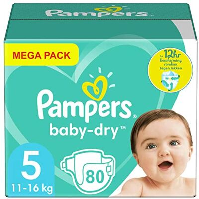 Pampers Baby Dry Couches Taille 5, (11-16kg) 80 Pièces Pampers Baby Dry Couches Taille 5, (11-16kg) 80 Pièces