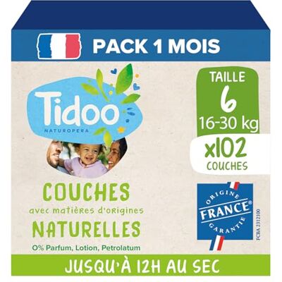 TIDOO Couches Taille 6 16-30 kg Couches Bébé écologiques et Durables Soins Jetables à la Composition Naturelle Respectueuse de l'Environnement et des Peaux Sensibles Lot de 3x34 articles TIDOO Couches Taille 6 16-30 kg Couches Bébé écologiques et Durables Soins Jetables à la Composition Naturelle Respectueuse de l'Environnement et des Peaux Sensibles Lot de 3x34 articles