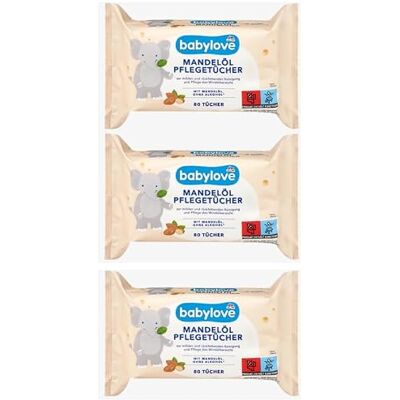Babylove Lingettes de soin à l'huile d'amande, multipack (3 x 80 pièces) Babylove Lingettes de soin à l'huile d'amande, multipack (3 x 80 pièces)