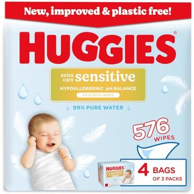 HUGGIES Pure Extra Care Sensitive Plastic Free Baby Wipes HUGGIES Pure Extra Care Sensitive Plastic Free Baby Wipes