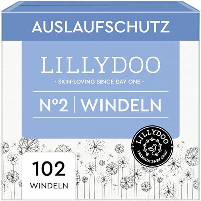 LILLYDOO Couches Bébé Hypoallergéniques, Taille 2 (4-8 kg), Lot de 3 paquets (102 pièces), Ultra Douces et Absorbantes, sans Parfum et Lotion pour les peaux sensibles, Testées dermatologiquement LILLYDOO Couches Bébé Hypoallergéniques, Taille 2 (4-8 kg), Lot de 3 paquets (102 pièces), Ultra Douces et Absorbantes, sans Parfum et Lotion pour les peaux sensibles, Testées dermatologiquement