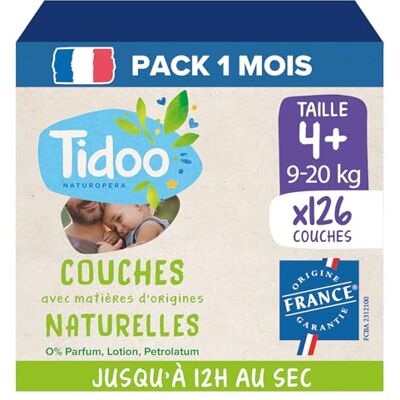 TIDOO Couches Taille 4+ 9-20 kg Couches Bébé écologiques et Durables Soins Jetables à la Composition Naturelle Respectueuse de l'Environnement et des Peaux Sensibles Lot de 3x42 articles TIDOO Couches Taille 4+ 9-20 kg Couches Bébé écologiques et Durables Soins Jetables à la Composition Naturelle Respectueuse de l'Environnement et des Peaux Sensibles Lot de 3x42 articles