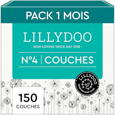 LILLYDOO Couches Bébé Hypoallergéniques, Taille 4 (9-14 kg), Box mensuelle (150 pièces), Ultra Douces et Absorbantes, sans Parfum et Lotion pour les peaux sensibles, Testées dermatologiquement LILLYDOO Couches Bébé Hypoallergéniques, Taille 4 (9-14 kg), Box mensuelle (150 pièces), Ultra Douces et Absorbantes, sans Parfum et Lotion pour les peaux sensibles, Testées dermatologiquement