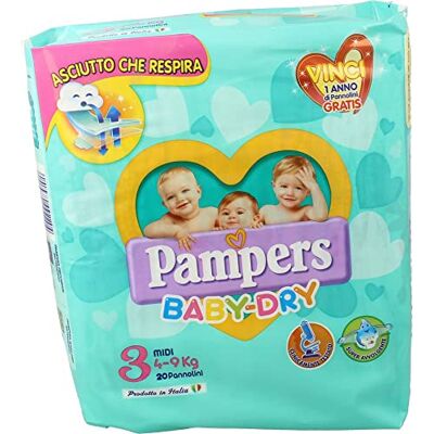 Pampers Baby Dry déroulante Format 3 (4-9kg) 20 Pièces Pampers Baby Dry déroulante Format 3 (4-9kg) 20 Pièces