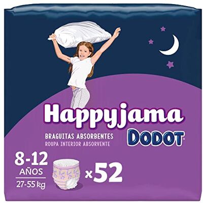 DODOT Lot de 52 couches HappyJama pour fille 8-12 ans (27-55 kg), avec protection anti-fuite pendant la nuit DODOT Lot de 52 couches HappyJama pour fille 8-12 ans (27-55 kg), avec protection anti-fuite pendant la nuit