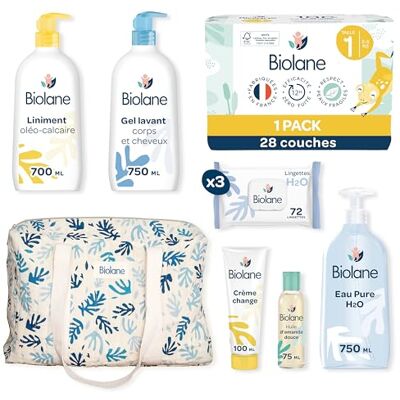 Biolane Coffret Maternité Kit de Soin Bébé Naissance Sac à langer & soins pour bébé Couche, Lingettes H2O Biolane Coffret Maternité Kit de Soin Bébé Naissance Sac à langer & soins pour bébé Couche, Lingettes H2O