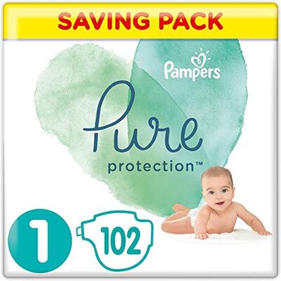 Pampers Taille 1 Couches (2-5 kg) Pure Protection, 102 Pièces, Pack Avantageux, Notre N°1 Pour Le Confort Et La Protection Des Peaux Sensibles Pampers Taille 1 Couches (2-5 kg) Pure Protection, 102 Pièces, Pack Avantageux, Notre N°1 Pour Le Confort Et La Protection Des Peaux Sensibles