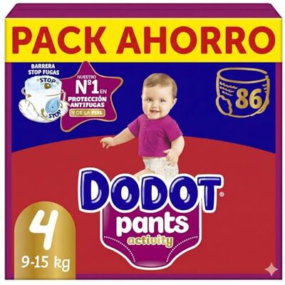 DODOT Activity Pants Couche-Culotte Taille 4, 43 Couches, 9kg-15kg, Avec Barrière STOP Fuites Aide à Prévenir Les Fuites Arrière DODOT Activity Pants Couche-Culotte Taille 4, 43 Couches, 9kg-15kg, Avec Barrière STOP Fuites Aide à Prévenir Les Fuites Arrière