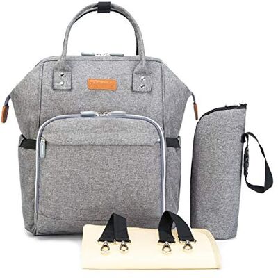 SONARIN Multifonction Sac à Dos à Langer pour Bébé,matelas à langer,Imperméable, Grande Capacité,Sac à Couches, Organisateur de Sac à Dos de Voyage,Élégant et Résistant,Idéal Cadeau(Gris) SONARIN Multifonction Sac à Dos à Langer pour Bébé,matelas à langer,Imperméable, Grande Capacité,Sac à Couches, Organisateur de Sac à Dos de Voyage,Élégant et Résistant,Idéal Cadeau(Gris)
