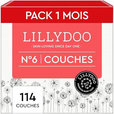LILLYDOO Couches Bébé Hypoallergéniques, Taille 6 (13+ kg), Box mensuelle (114 pièces), Ultra Douces et Absorbantes, sans Parfum et Lotion pour les peaux sensibles, Testées dermatologiquement LILLYDOO Couches Bébé Hypoallergéniques, Taille 6 (13+ kg), Box mensuelle (114 pièces), Ultra Douces et Absorbantes, sans Parfum et Lotion pour les peaux sensibles, Testées dermatologiquement