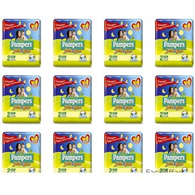 Pampers Lot de 12 couches pour bébé taille 2 Soleil et Lune taille Mini enfants Pampers Lot de 12 couches pour bébé taille 2 Soleil et Lune taille Mini enfants