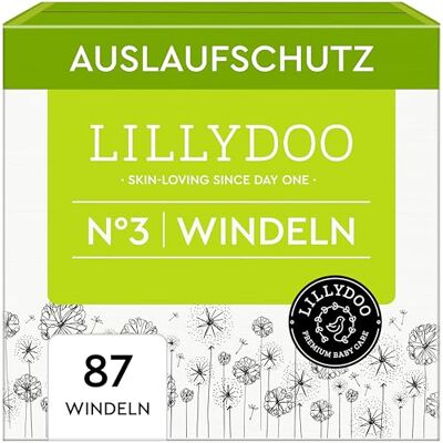 LILLYDOO Couches Bébé Hypoallergéniques, Taille 3 (6-10 kg), Lot de 3 paquets (87 pièces), Ultra Douces et Absorbantes, sans Parfum et Lotion pour les peaux sensibles, Testées dermatologiquement LILLYDOO Couches Bébé Hypoallergéniques, Taille 3 (6-10 kg), Lot de 3 paquets (87 pièces), Ultra Douces et Absorbantes, sans Parfum et Lotion pour les peaux sensibles, Testées dermatologiquement