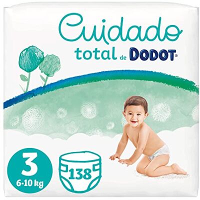 DODOT Lot de 138 couches pour bébé Soin total Taille 3 (6 à 10 kg) Avec ingrédients d'origine végétale DODOT Lot de 138 couches pour bébé Soin total Taille 3 (6 à 10 kg) Avec ingrédients d'origine végétale