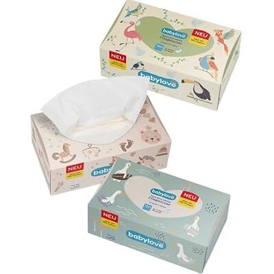Babylove Lot de 3 paquets de 150 lingettes sèches pour bébé Triple couche 450 lingettes Babylove Lot de 3 paquets de 150 lingettes sèches pour bébé Triple couche 450 lingettes