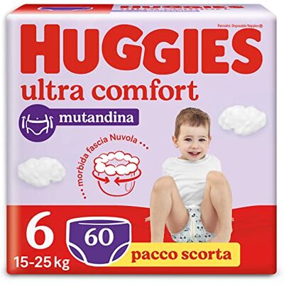 HUGGIES Ultra Comfort, Couches Taille 6 (15-25 Kg), Culotte respirante, Pack de stock, 60 Pcs HUGGIES Ultra Comfort, Couches Taille 6 (15-25 Kg), Culotte respirante, Pack de stock, 60 Pcs