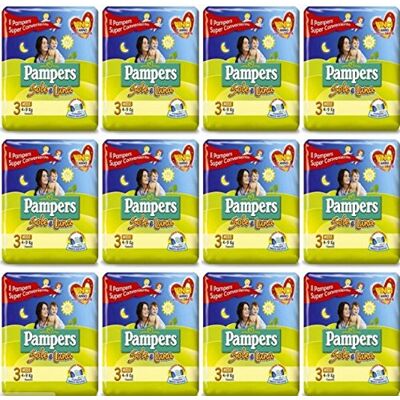 Pampers Lot de 240 couches pour bébé, taille 3 ampers soleil et lune Pampers Lot de 240 couches pour bébé, taille 3 ampers soleil et lune