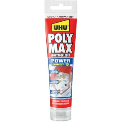 UHU Colle de montage Poly Max Transparent Express, 115 g en tube 47845 UHU Colle de montage Poly Max Transparent Express, 115 g en tube 47845