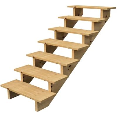 Vinuovo Escalier extérieur Bois. 2 à 7 Marches.Escalier en kit, en Bois Autoclave. pour Jardin. Balcon et Terrasse (7 marches sans Contre-marches. 80 cm) Vinuovo Escalier extérieur Bois. 2 à 7 Marches.Escalier en kit, en Bois Autoclave. pour Jardin. Balcon et Terrasse (7 marches sans Contre-marches. 80 cm)