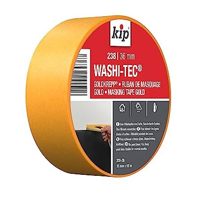Kip Ruban de masquage de précision 36 mm x 50 m pour peinture et décoration, lignes nettes, Washi doré Kip Ruban de masquage de précision 36 mm x 50 m pour peinture et décoration, lignes nettes, Washi doré