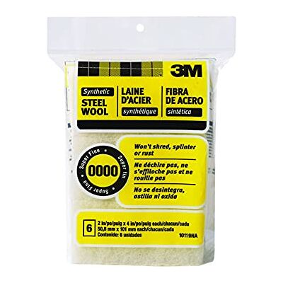 3M Lot de 6 tampons en laine d'acier synthétique, super fin, 3M Lot de 6 tampons en laine d'acier synthétique, super fin,