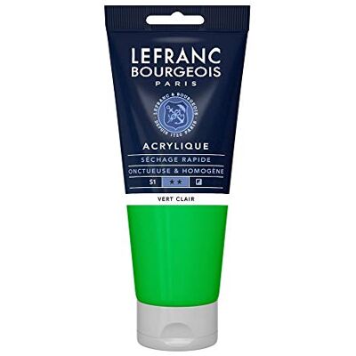 Lefranc Bourgeois Fine 300380 Fine Peinture acrylique Vert clair Tube de 200 ml Peinture acrylique crémeuse à base d'eau Séchage rapide Résistant à la lumière Imperméable Lefranc Bourgeois Fine 300380 Fine Peinture acrylique Vert clair Tube de 200 ml Peinture acrylique crémeuse à base d'eau Séchage rapide Résistant à la lumière Imperméable