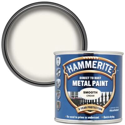 Hammerite Peinture métal Lisse 5122058 HM 250 ML Crème Ici Hammerite Peinture métal Lisse 5122058 HM 250 ML Crème Ici