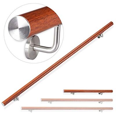 Relaxdays Main courante en aluminium ronde Rampe d'escalier intérieure et extérieure Aspect chêne 100 cm Diamètre 42 mm Avec support mural Marron Relaxdays Main courante en aluminium ronde Rampe d'escalier intérieure et extérieure Aspect chêne 100 cm Diamètre 42 mm Avec support mural Marron