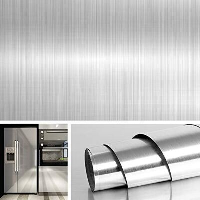 Livelynine Papier Peint Adhésif en Acier Inoxydable de 40CM*10M Effet Nickel Brossé Revêtement Plan de Travail Adhésif Étanche Lavable pour Réfrigérateur Lave-Vaisselle Électroménager Cuisinière Livelynine Papier Peint Adhésif en Acier Inoxydable de 40CM*10M Effet Nickel Brossé Revêtement Plan de Travail Adhésif Étanche Lavable pour Réfrigérateur Lave-Vaisselle Électroménager Cuisinière