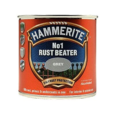 Hammerite No 1 Antirouille pour métal Convertisseur de rouille Avec apprêt et sous-couche Peinture métallique grise pour intérieur et extérieur 250 ml Hammerite No 1 Antirouille pour métal Convertisseur de rouille Avec apprêt et sous-couche Peinture métallique grise pour intérieur et extérieur 250 ml