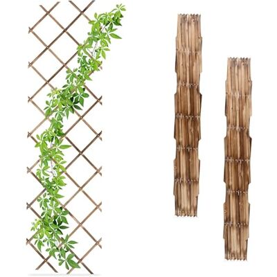 Relaxdays Tuteur à tomates, en lot Pratique de 3, Extensible, Bois de Sapin, pour Le Mur, 180 x 60 cm, flambé Relaxdays Tuteur à tomates, en lot Pratique de 3, Extensible, Bois de Sapin, pour Le Mur, 180 x 60 cm, flambé