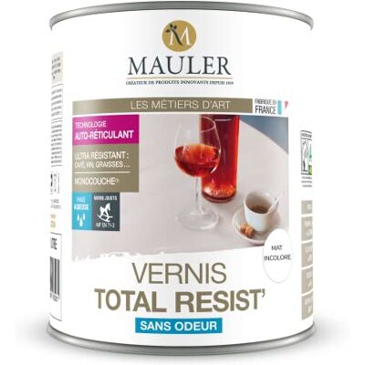 Mauler Vernis Total Resist bois & surface peinte Produit Anti-Rayure, Anti-Tache. Ecolabel, PV Contact Alimentaire Mauler Vernis Total Resist bois & surface peinte Produit Anti-Rayure, Anti-Tache. Ecolabel, PV Contact Alimentaire