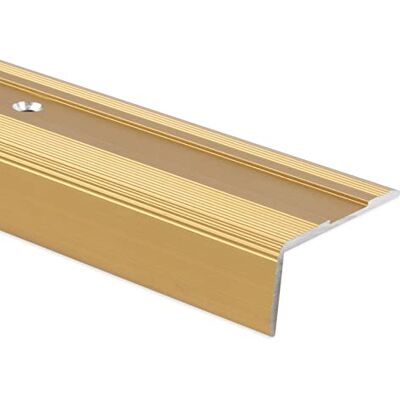 KARAT Nez de Marche Glory Forme en L Cornière d'escalier prépercé Inclus matériel de Fixation Profilé d'escalier en Aluminium , 36 l x 17 H mm (Doré, Longueur de 90 cm) KARAT Nez de Marche Glory Forme en L Cornière d'escalier prépercé Inclus matériel de Fixation Profilé d'escalier en Aluminium , 36 l x 17 H mm (Doré, Longueur de 90 cm)