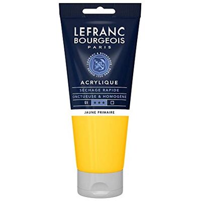 Lefranc Bourgeois Fine 300419 Fine Peinture acrylique Jaune primaire Tube de 200 ml Peinture acrylique crémeuse à base d'eau Séchage rapide Résistant à la lumière Imperméable Lefranc Bourgeois Fine 300419 Fine Peinture acrylique Jaune primaire Tube de 200 ml Peinture acrylique crémeuse à base d'eau Séchage rapide Résistant à la lumière Imperméable