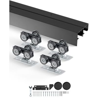 VEVOR Kit de quincaillerie pour porte coulissante Bypass 1219 mm robuste en alliage d'aluminium pour porte coulissante de l'armoire avec tirages à doigts, pour système à 2 portes, pour épaisseurs de VEVOR Kit de quincaillerie pour porte coulissante Bypass 1219 mm robuste en alliage d'aluminium pour porte coulissante de l'armoire avec tirages à doigts, pour système à 2 portes, pour épaisseurs de