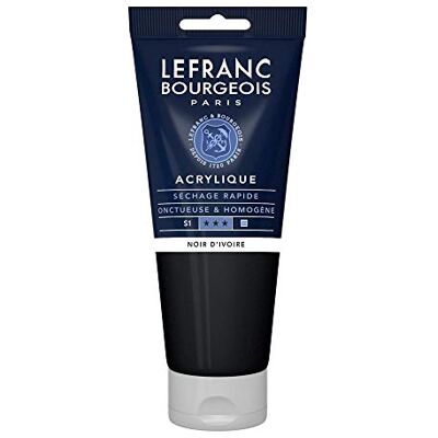 Lefranc Bourgeois Fine 300374 Peinture acrylique – Noir ivoire – Tube de 200 ml – Peinture acrylique crémeuse à base d'eau Séchage rapide Résistant à la lumière Imperméable Lefranc Bourgeois Fine 300374 Peinture acrylique – Noir ivoire – Tube de 200 ml – Peinture acrylique crémeuse à base d'eau Séchage rapide Résistant à la lumière Imperméable