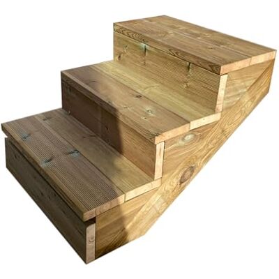 Vinuovo - Escalier extérieur Bois Berlin 3 marches H 54 cm AVEC Contre-marches, Largeur 60 cm - - Escalier en kit, en Bois Autoclave. pour Jardin. Balcon et Terrasse Vinuovo - Escalier extérieur Bois Berlin 3 marches H 54 cm AVEC Contre-marches, Largeur 60 cm - - Escalier en kit, en Bois Autoclave. pour Jardin. Balcon et Terrasse