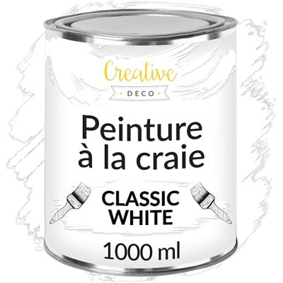 Creative Peinture 1L Mat et Lavable Chalk Paint Blanc Ardoise Craie Peinture Bois Meuble Idéal pour Rénovation Creative Peinture 1L Mat et Lavable Chalk Paint Blanc Ardoise Craie Peinture Bois Meuble Idéal pour Rénovation