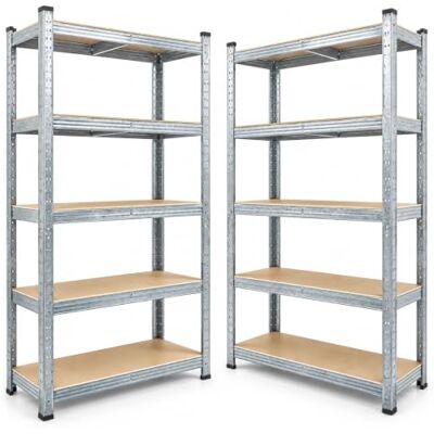 KARAT Étagères pour charges lourdes Étagères à greffage avec 5 étagères réglables Étagères en métal idéal pour cave garage entrepôt Lot de 2 pièces, modèle Lakota (argent, 180 x 90 x 40 KARAT Étagères pour charges lourdes Étagères à greffage avec 5 étagères réglables Étagères en métal idéal pour cave garage entrepôt Lot de 2 pièces, modèle Lakota (argent, 180 x 90 x 40