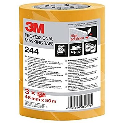 3M Ruban Adhesif de Masquage Professionnel, Haute Précision, Intérieur & Extérieur 48 mm x 50 m, 3 Rouleaux Compatible avec des Peintures a base Aqueuse et Solvants 3M Ruban Adhesif de Masquage Professionnel, Haute Précision, Intérieur & Extérieur 48 mm x 50 m, 3 Rouleaux Compatible avec des Peintures a base Aqueuse et Solvants