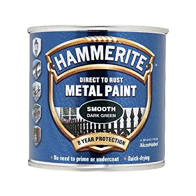 Hammerite Peinture directe à la rouille pour extérieur Vert foncé brillant Finition lisse Peinture verte brillante et antirouille résistante à la corrosion Protection de 8 ans Boîte de 250 Hammerite Peinture directe à la rouille pour extérieur Vert foncé brillant Finition lisse Peinture verte brillante et antirouille résistante à la corrosion Protection de 8 ans Boîte de 250