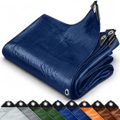 KARAT Bâche de protection Bâche imperméable, résistante à la déchirure Bâche avec œillets inoxydables Couverture extérieure pour le travail Densité épaisse 90 g/m², Bleu 1,5x6 m KARAT Bâche de protection Bâche imperméable, résistante à la déchirure Bâche avec œillets inoxydables Couverture extérieure pour le travail Densité épaisse 90 g/m², Bleu 1,5x6 m