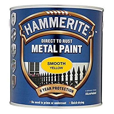 Hammerite Peinture métallique à la rouille directe – Finition jaune lisse 750 ml Hammerite Peinture métallique à la rouille directe – Finition jaune lisse 750 ml