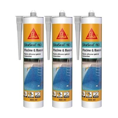 SIKA Lot de 3 mastics Silicone seal 163 Piscine & Bassin Transparent 300ml SIKA Lot de 3 mastics Silicone seal 163 Piscine & Bassin Transparent 300ml
